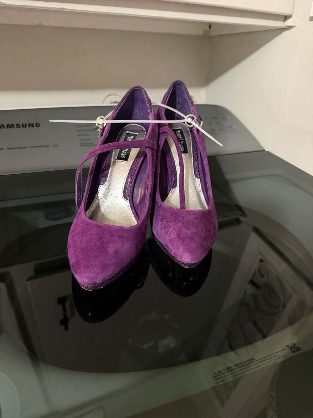 White House Black Market Purple Suede Mary Jane 
size 6 1/2